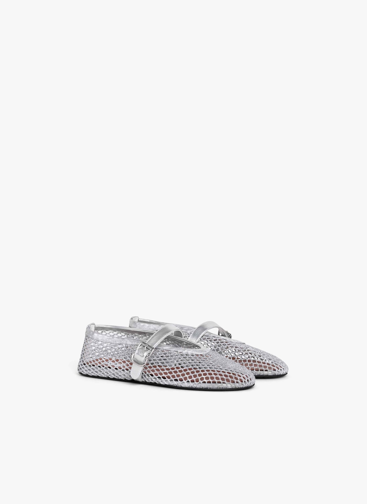 BALLET FLATS IN LAMINATED FISHNET ALAÏA SILVER BALLET FLATS IN LAMINATED FISHNET